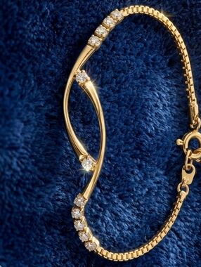 Gold Infinity Link Bracelet with Cubic Zirconia Accents